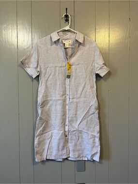 C & C California Button Front Linen Shirt Dress XS Lavender NWT Pockets